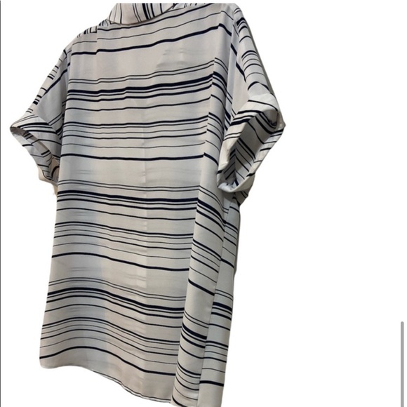 ALFANI white black stripe sheer blouse 10P - Picture 6 of 9